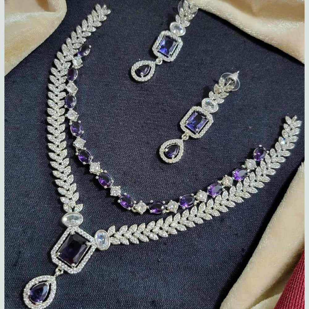 Manisha Jewellery Silver Plated American Diamond Necklace Set