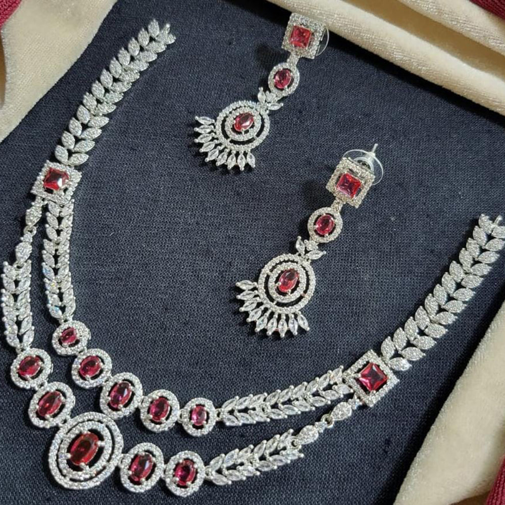 Manisha Jewellery Silver Plated American Diamond Necklace Set