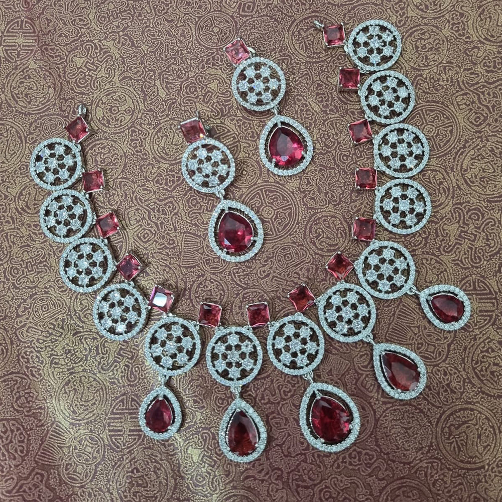 Manisha Jewellery Silver Plated American Diamond Necklace Set