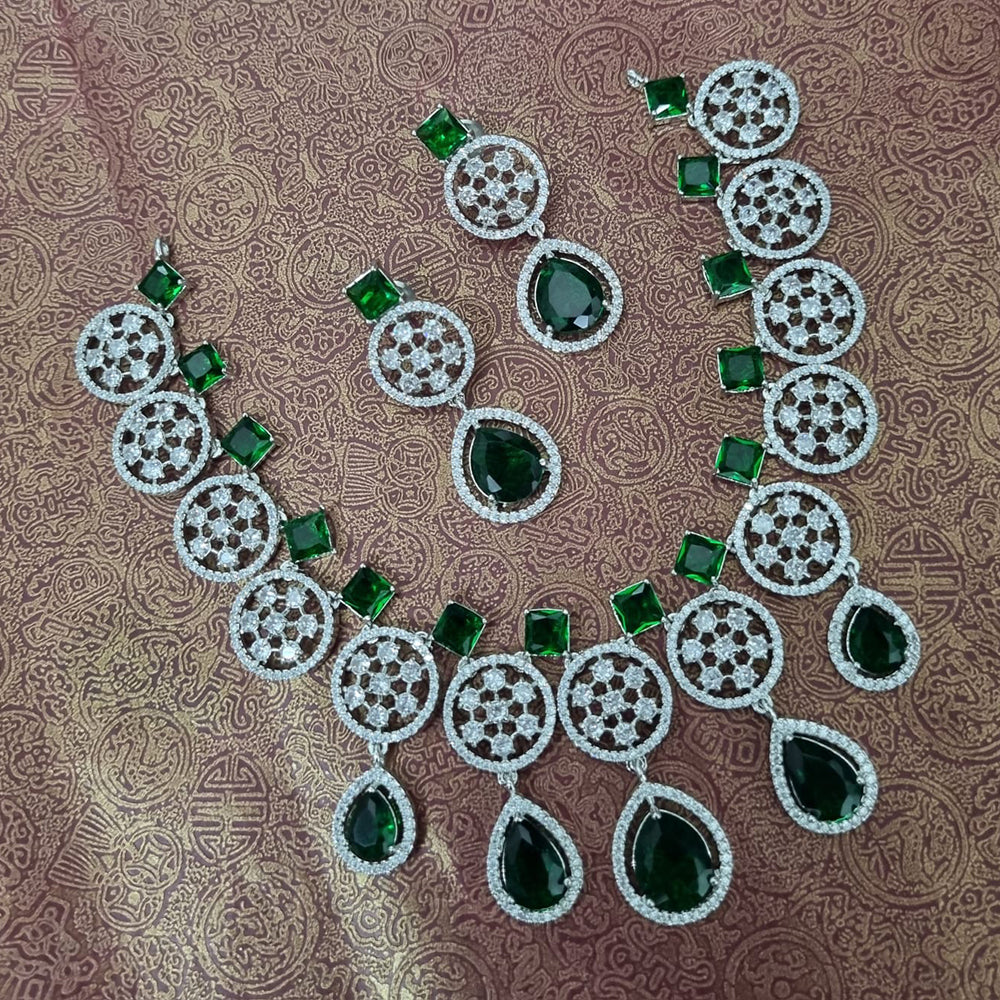 Manisha Jewellery Silver Plated American Diamond Necklace Set