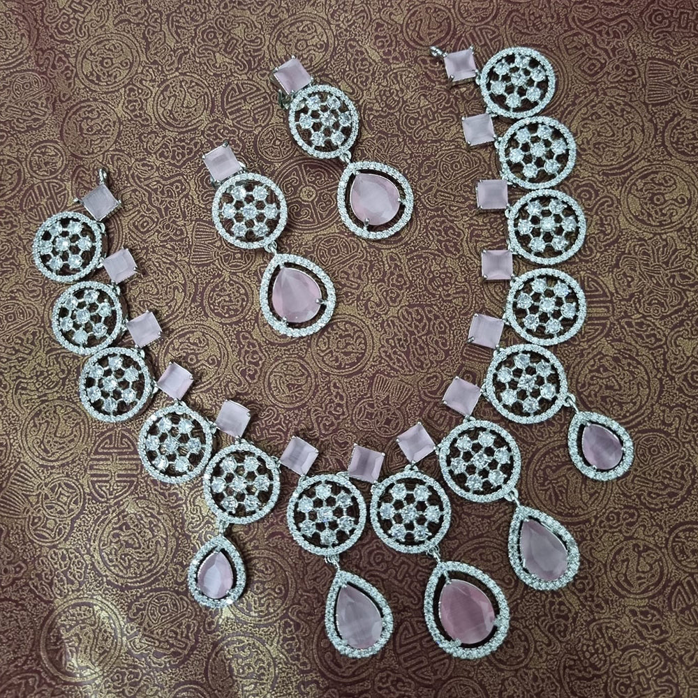 Manisha Jewellery Silver Plated American Diamond Necklace Set