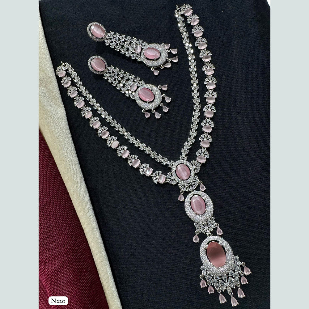 Manisha Jewellery Silver Plated American Diamond Necklace Set