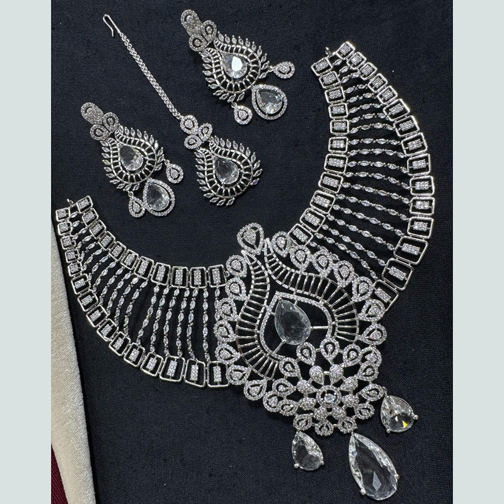 Manisha Jewellery Silver Plated American Diamond Necklace Set