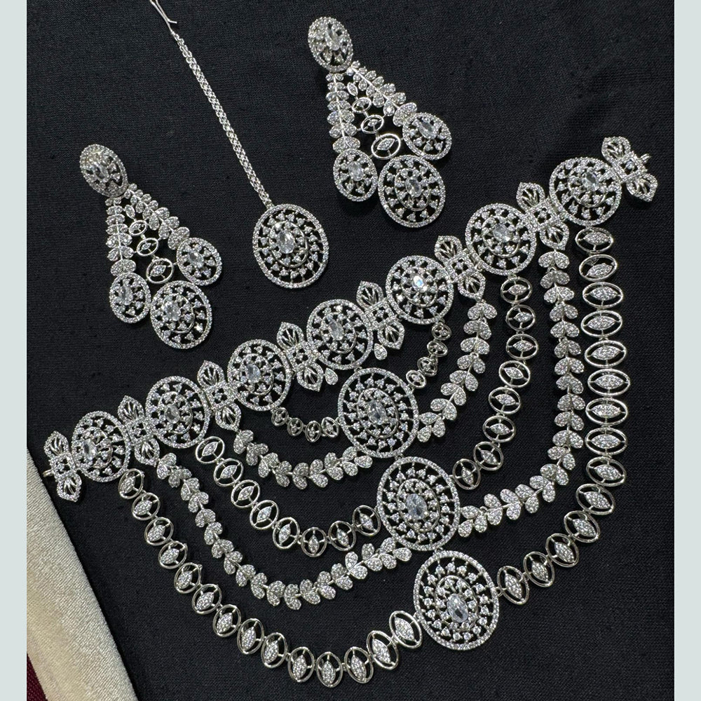 Manisha Jewellery Silver Plated American Diamond Necklace Set