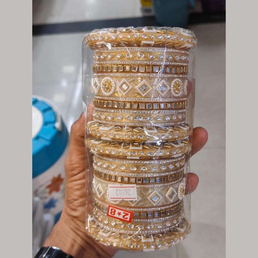 Manisha Jewellery Gold Plated Kundan Stone And Pearls Acrylic Bangles Set