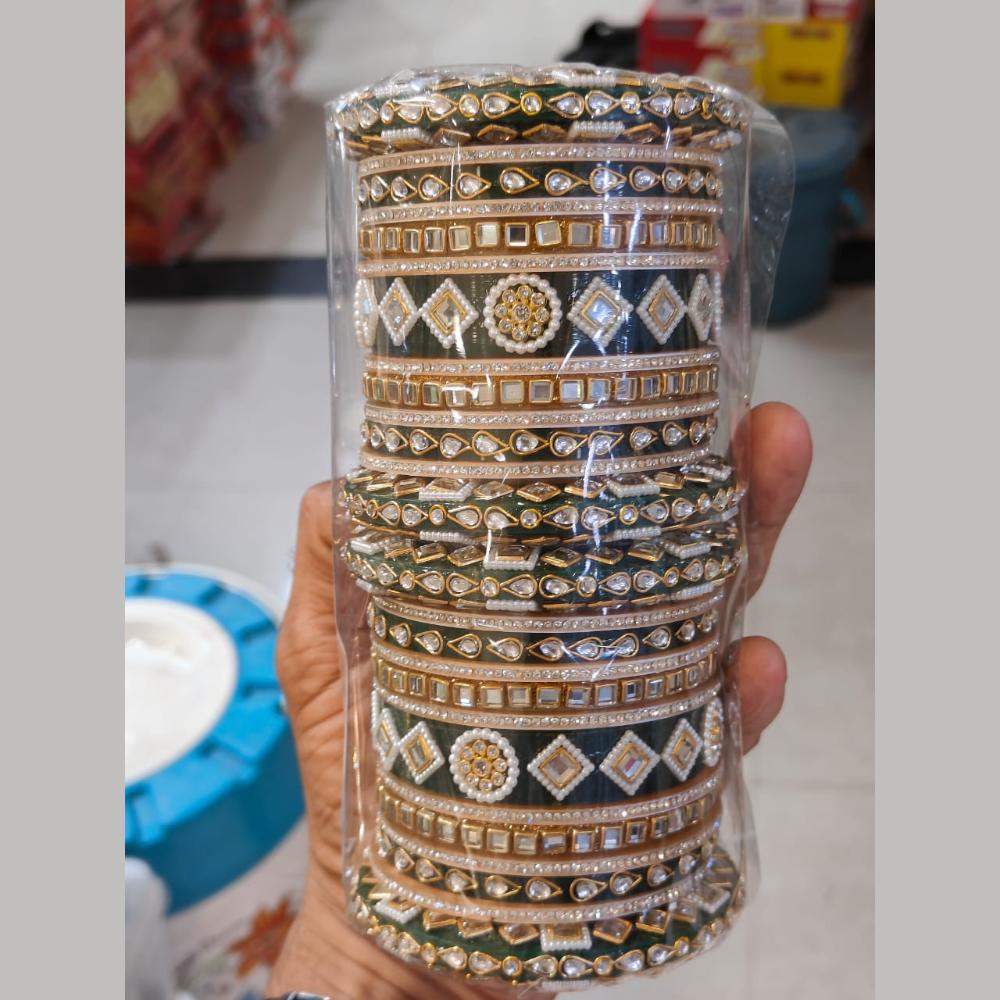 Manisha Jewellery Gold Plated Kundan Stone And Pearls Acrylic Bangles Set