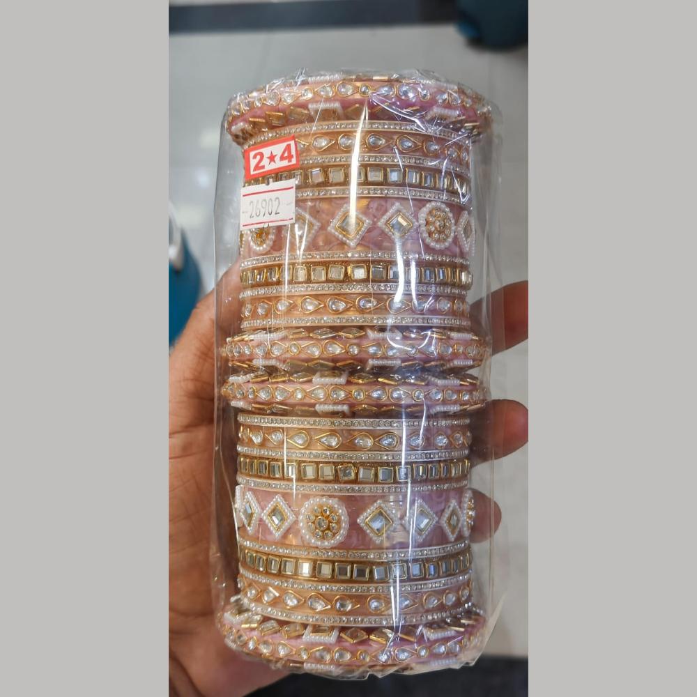 Manisha Jewellery Gold Plated Kundan Stone And Pearls Acrylic Bangles Set