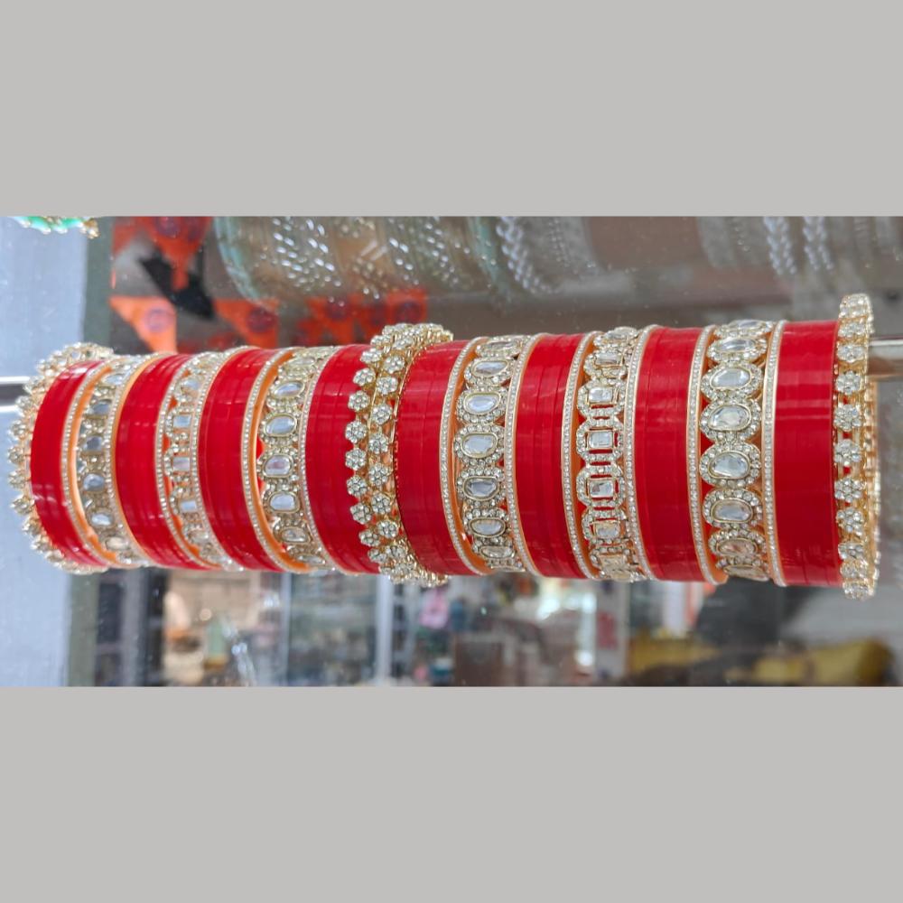 Manisha Jewellery Gold Plated Kundan Stone And Austrain Stone Acrylic Bangles Set