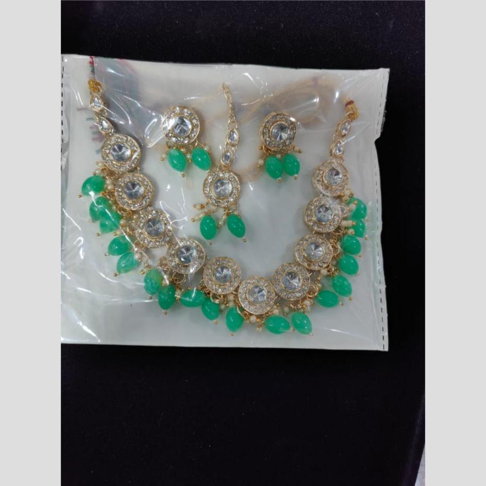 Manisha Jewellery Gold Plated Kundan Stone And Beads Necklace Set