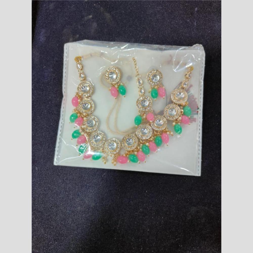 Manisha Jewellery Gold Plated Kundan Stone And Beads Necklace Set