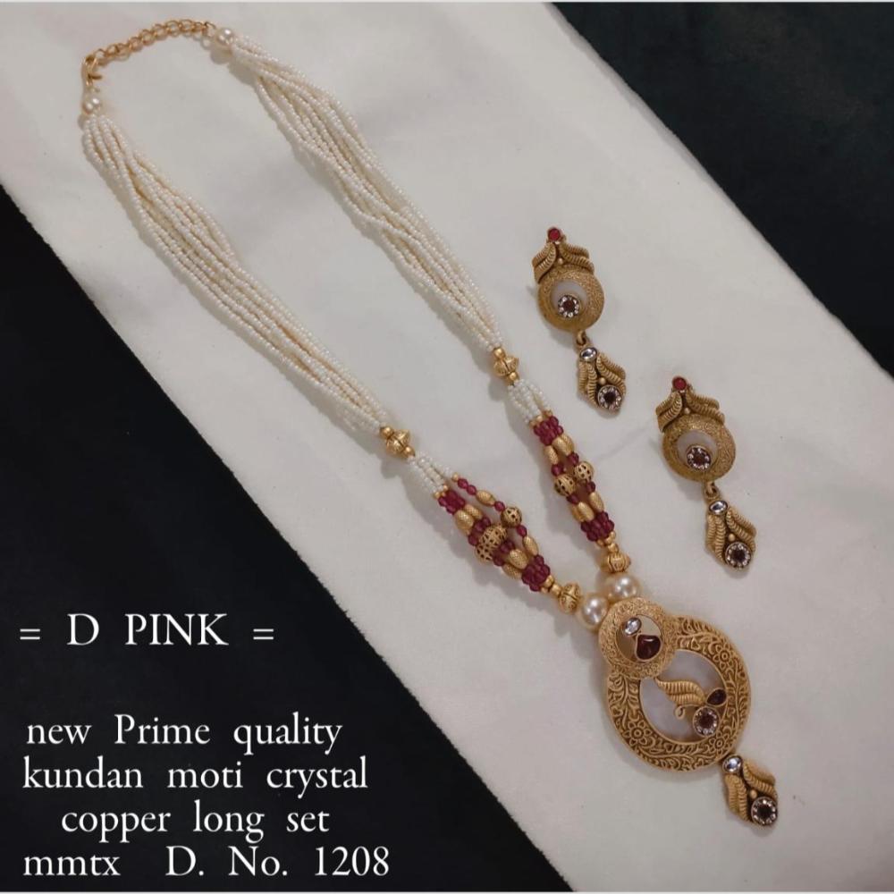 Manisha Jewellery Gold Plated Kundan Stone And Pearl Long Necklace Set