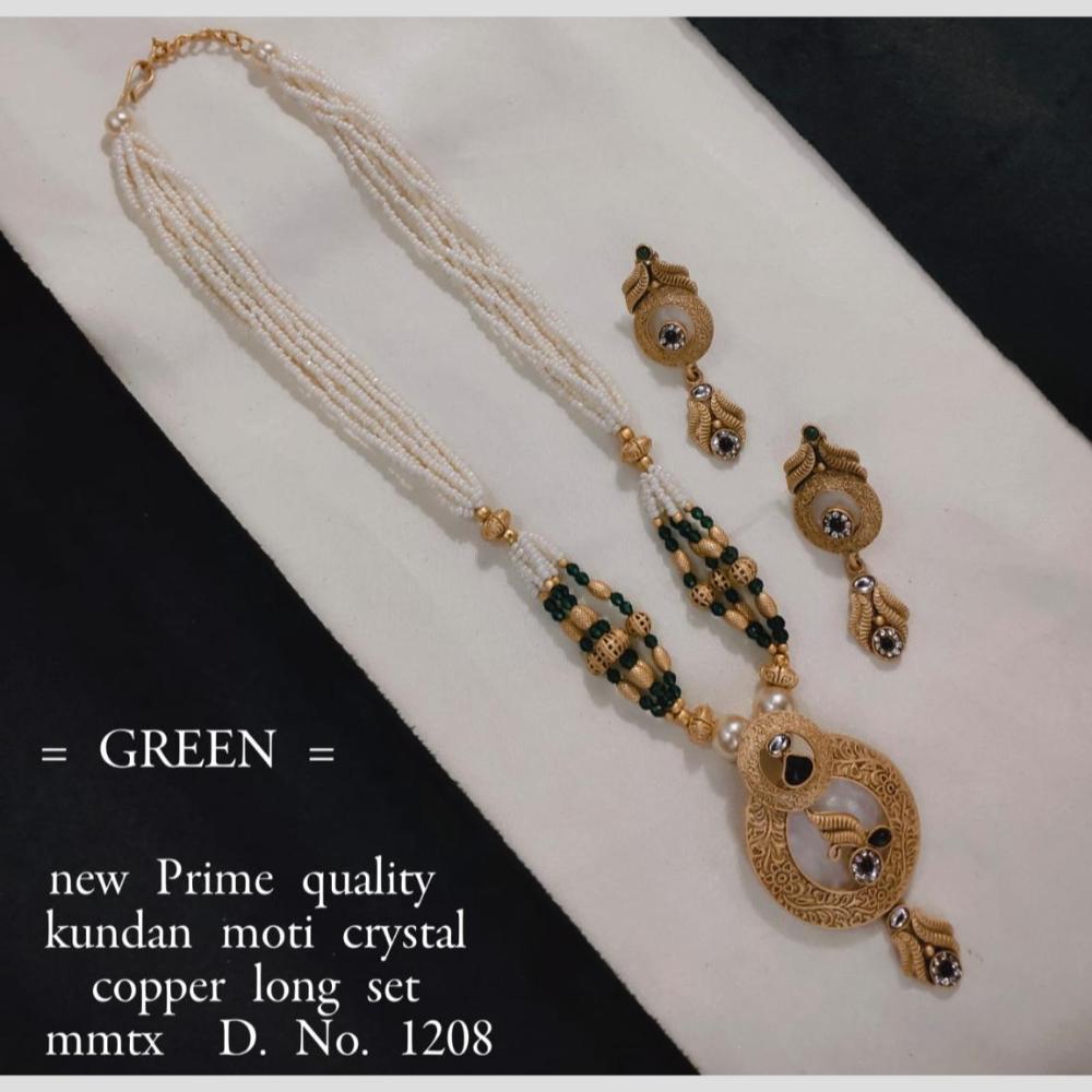 Manisha Jewellery Gold Plated Kundan Stone And Pearl Long Necklace Set