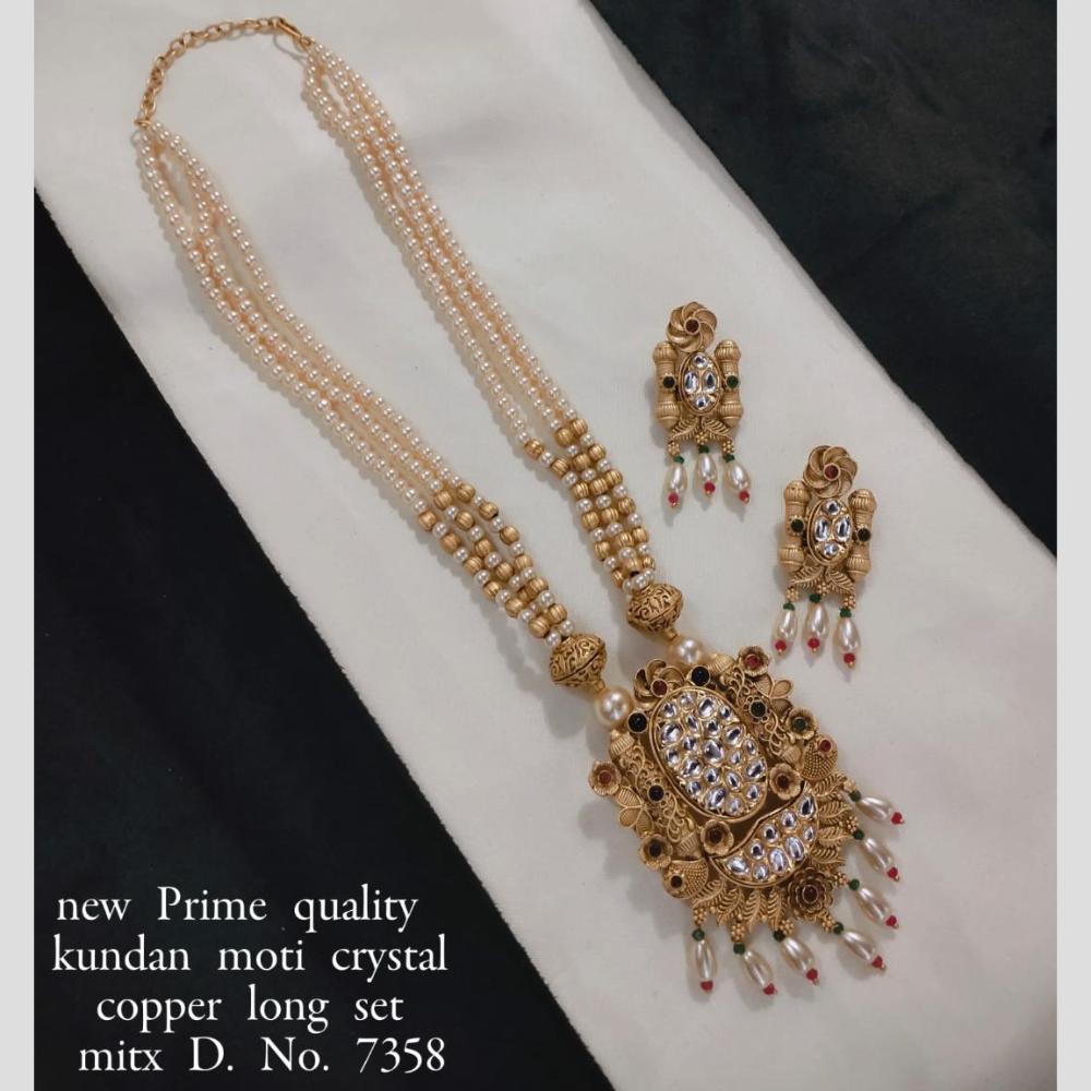 Manisha Jewellery Gold Plated Kundan Stone And Pearl Long Necklace Set