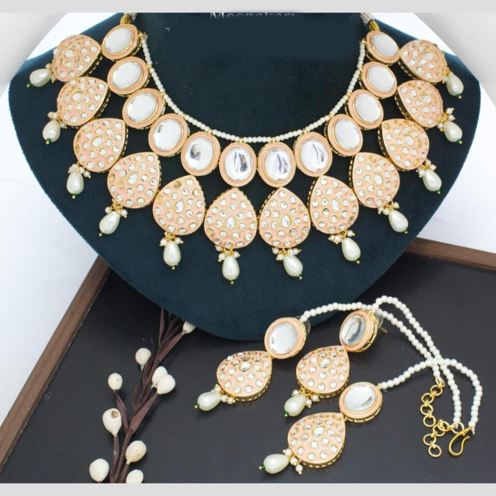 Manisha Jewellery Gold Plated Kundan Stone And Beads Meenakari Necklace Set