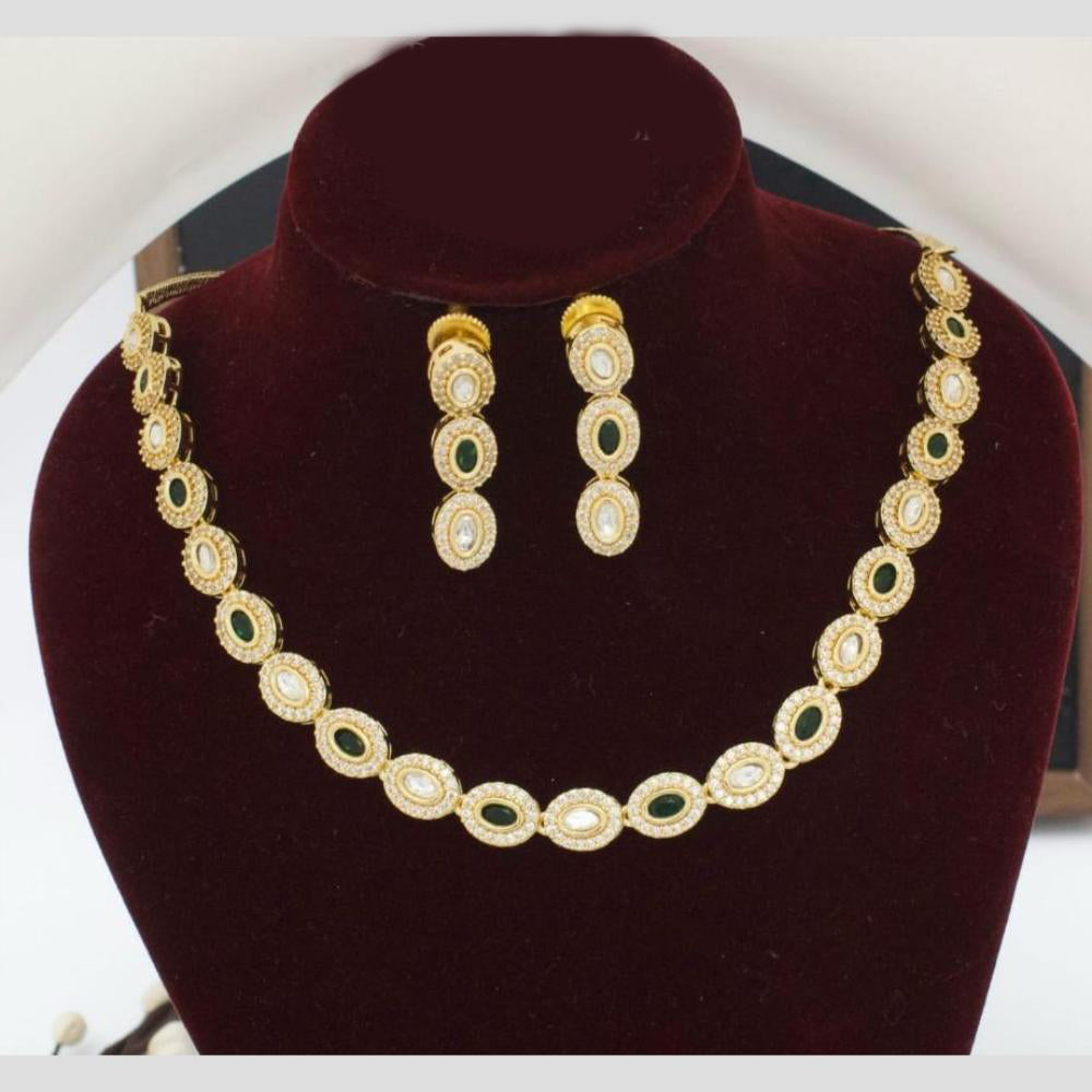 Manisha Jewellery Gold Plated Pota Stone And Austrian Stone Necklace Set