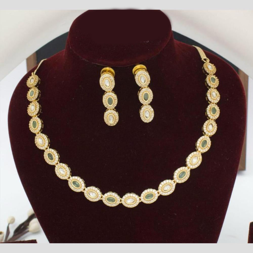 Manisha Jewellery Gold Plated Pota Stone And Austrian Stone Necklace Set