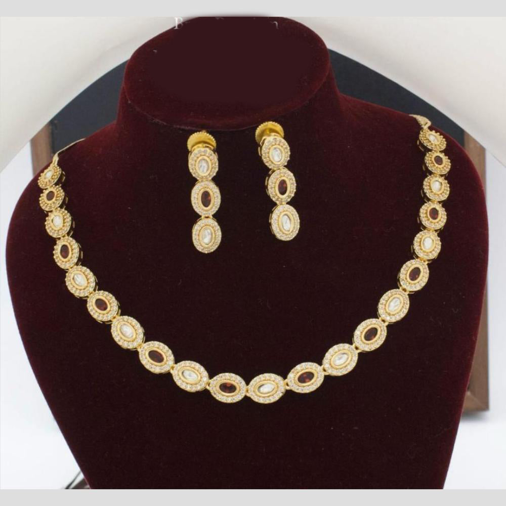 Manisha Jewellery Gold Plated Pota Stone And Austrian Stone Necklace Set