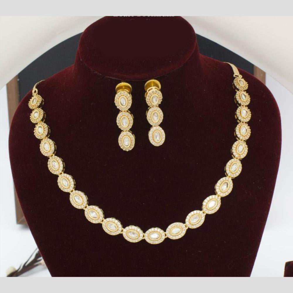Manisha Jewellery Gold Plated Pota Stone And Austrian Stone Necklace Set