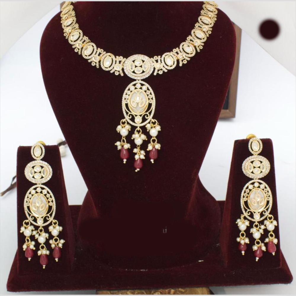 Manisha Jewellery Gold Plated Kundan Stone And Beads Necklace Set
