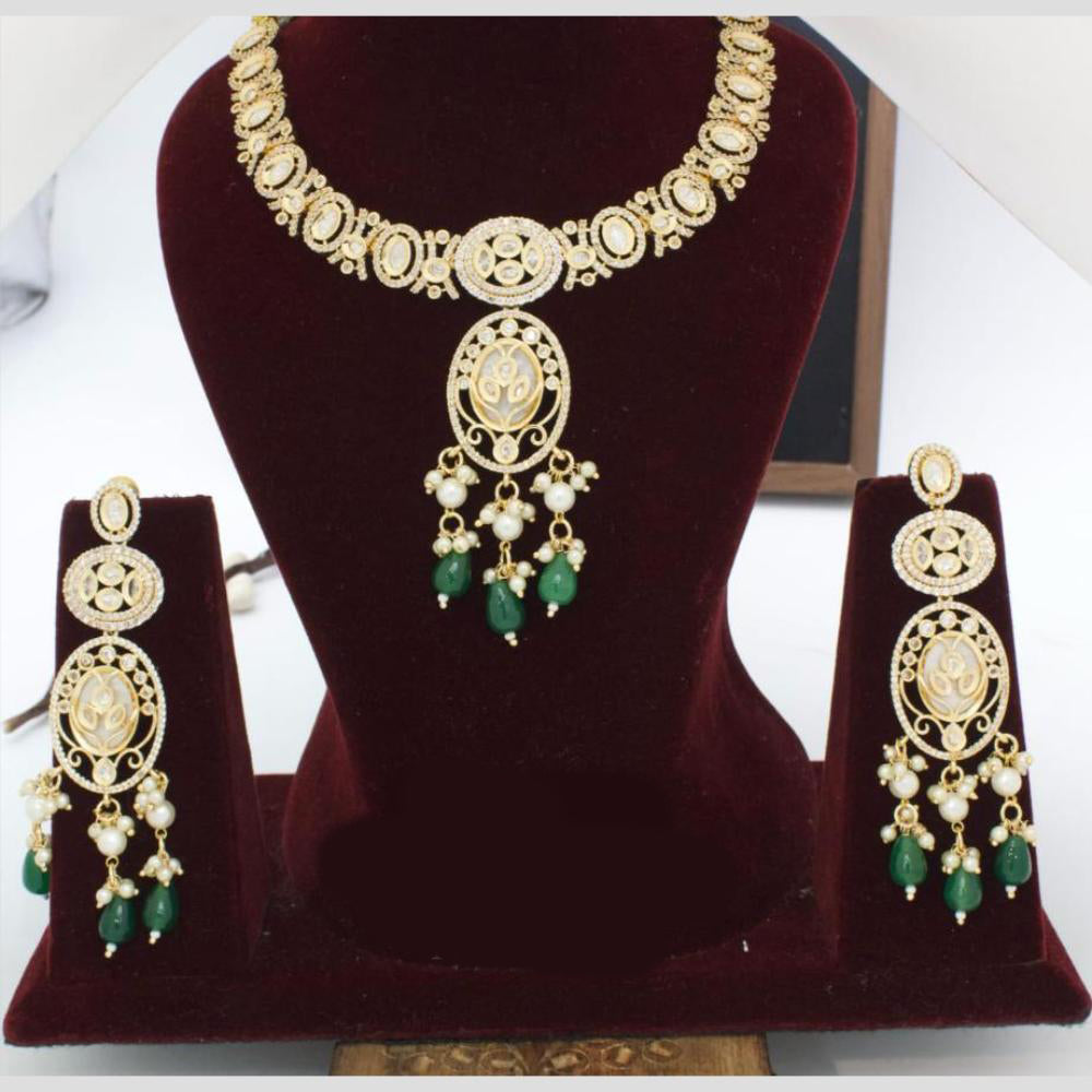 Manisha Jewellery Gold Plated Kundan Stone And Beads Necklace Set