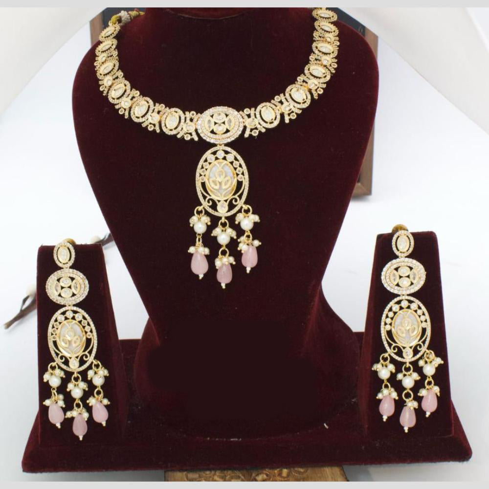 Manisha Jewellery Gold Plated Kundan Stone And Beads Necklace Set