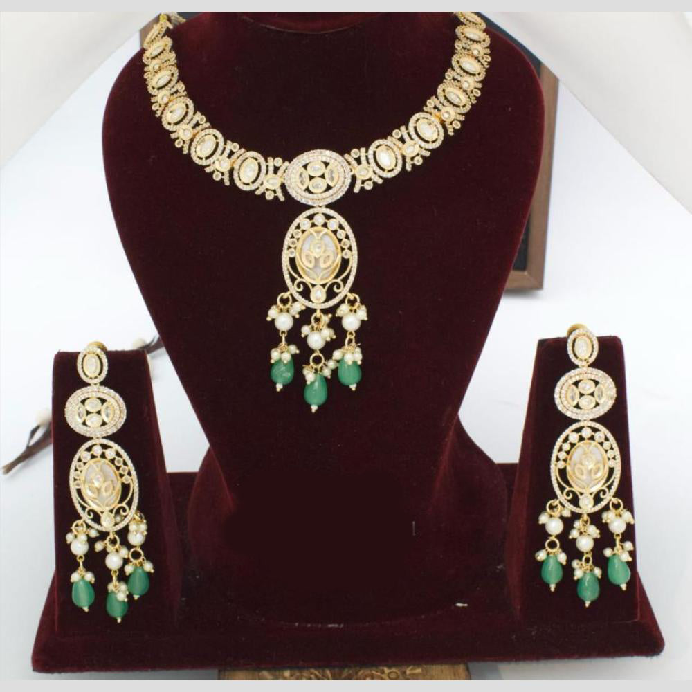 Manisha Jewellery Gold Plated Kundan Stone And Beads Necklace Set