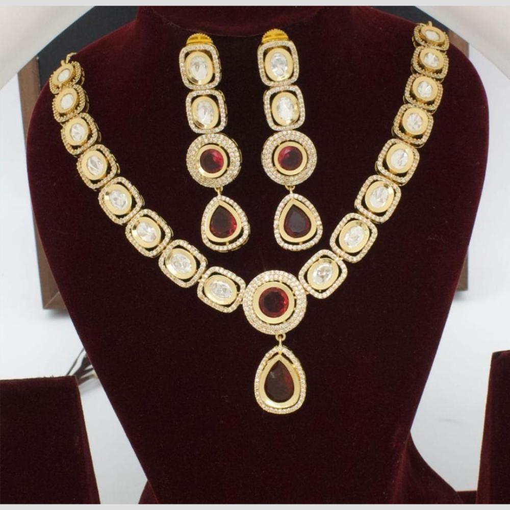 Manisha Jewellery Gold Plated Kundan Stone Necklace Set