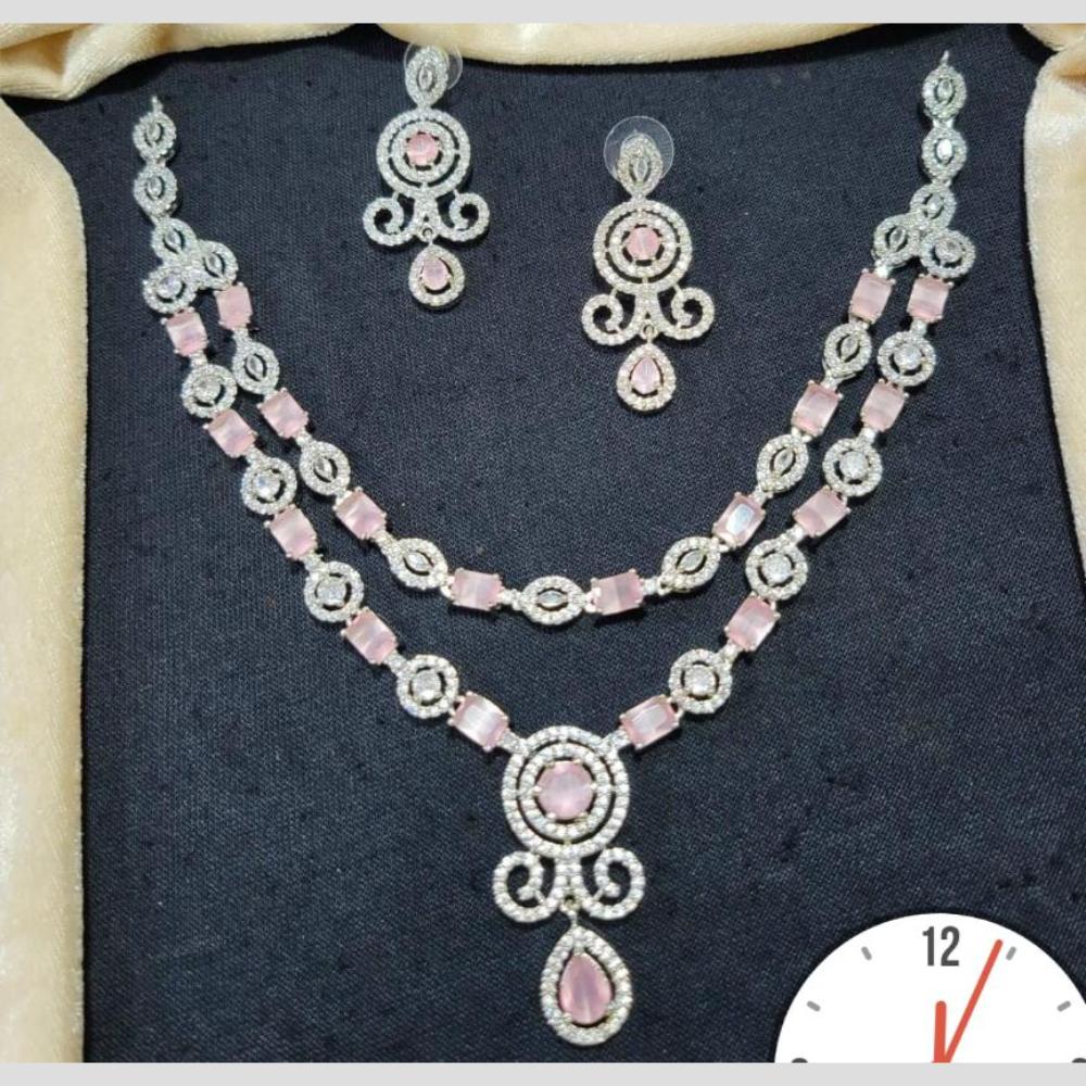 Manisha Jewellery Silver Plated American Diamond Necklace Set