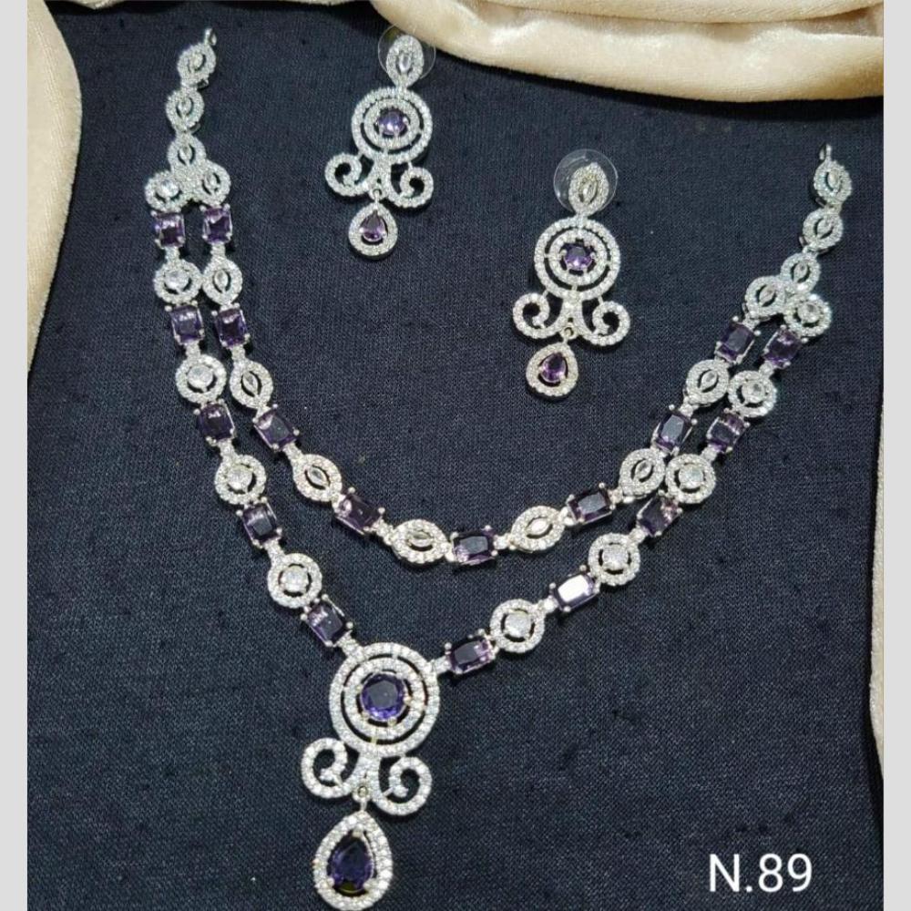Manisha Jewellery Silver Plated American Diamond Necklace Set