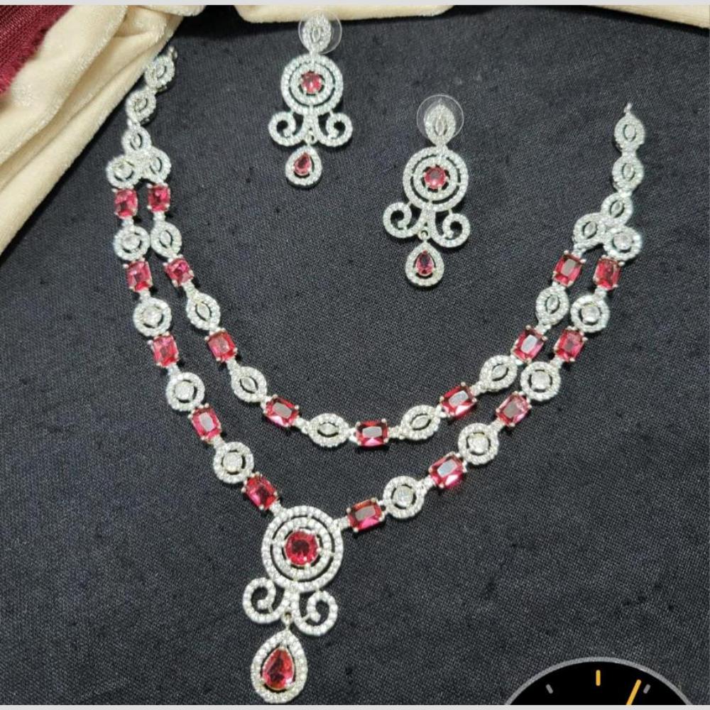 Manisha Jewellery Silver Plated American Diamond Necklace Set