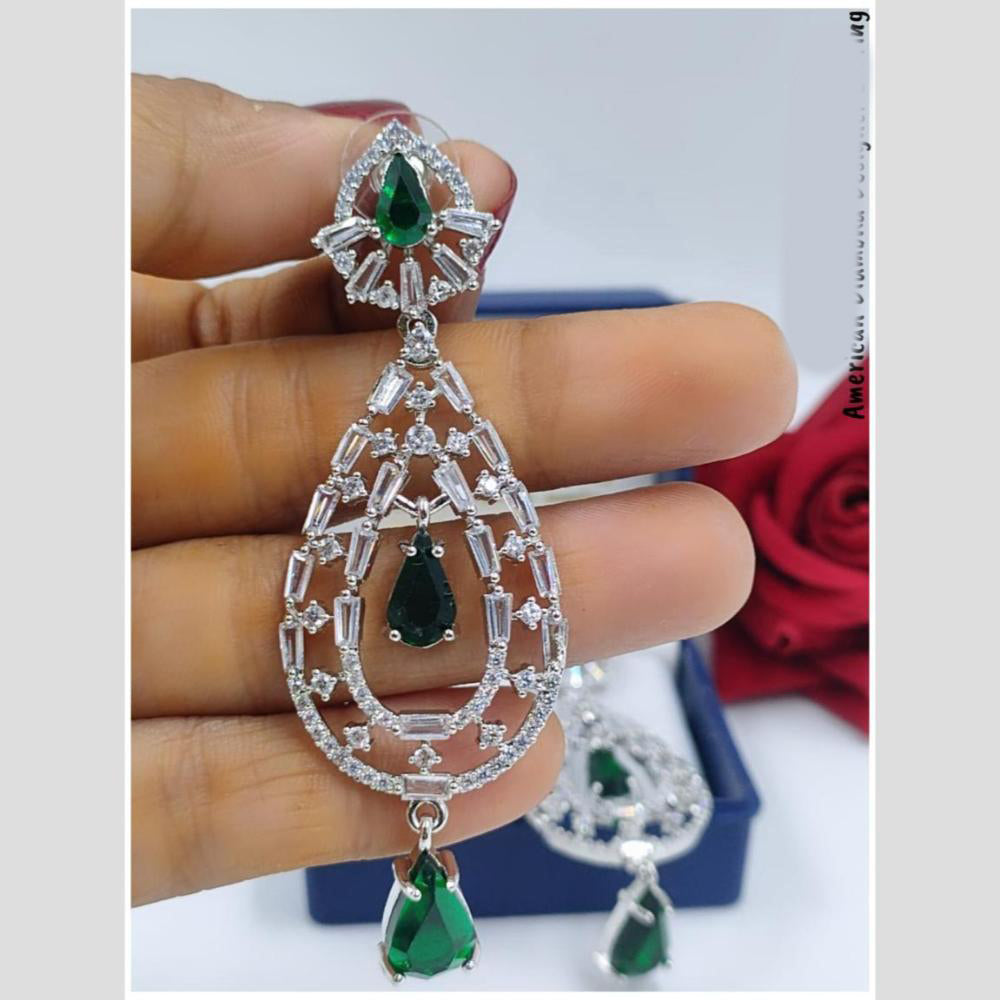 Manisha Jewellery Silver Plated American Diamond Dangler Earrings