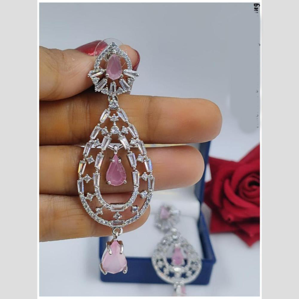 Manisha Jewellery Silver Plated American Diamond Dangler Earrings