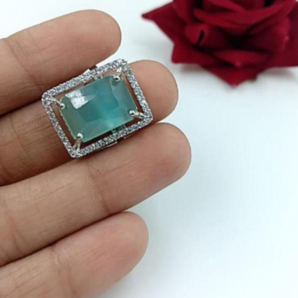 Manisha Jewellery Silver Plated Crystal Stone Ring