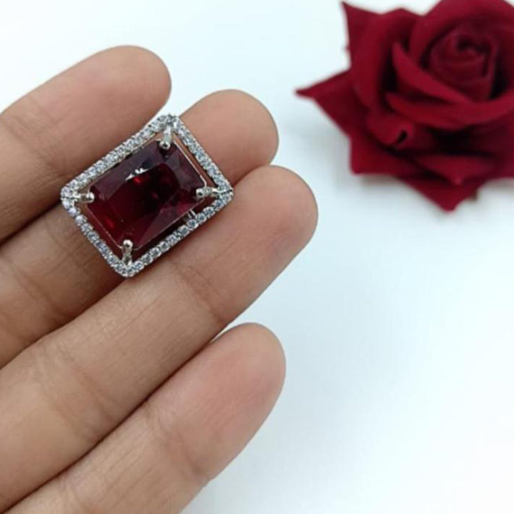 Manisha Jewellery Silver Plated Crystal Stone Ring
