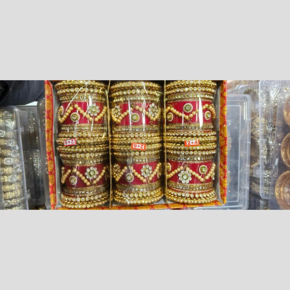 Manisha Jewellery Gold Plated Kundan Stone Acrylic Bangles Set