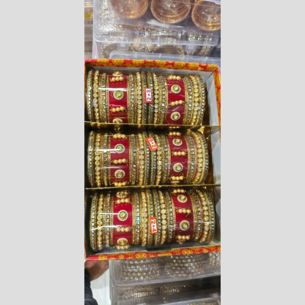 Manisha Jewellery Gold Plated Kundan Stone Acrylic Bangles Set