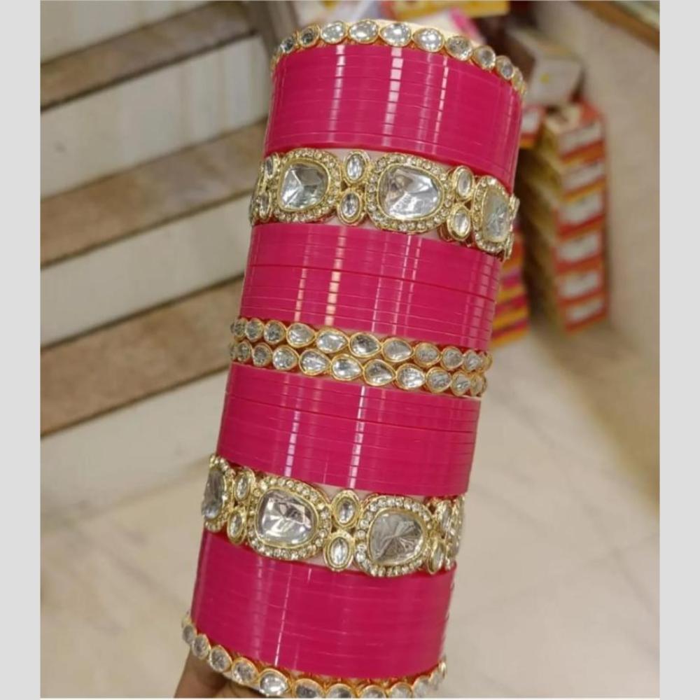 Manisha Jewellery Gold Plated Kundan Stone Acrylic Bangles Set