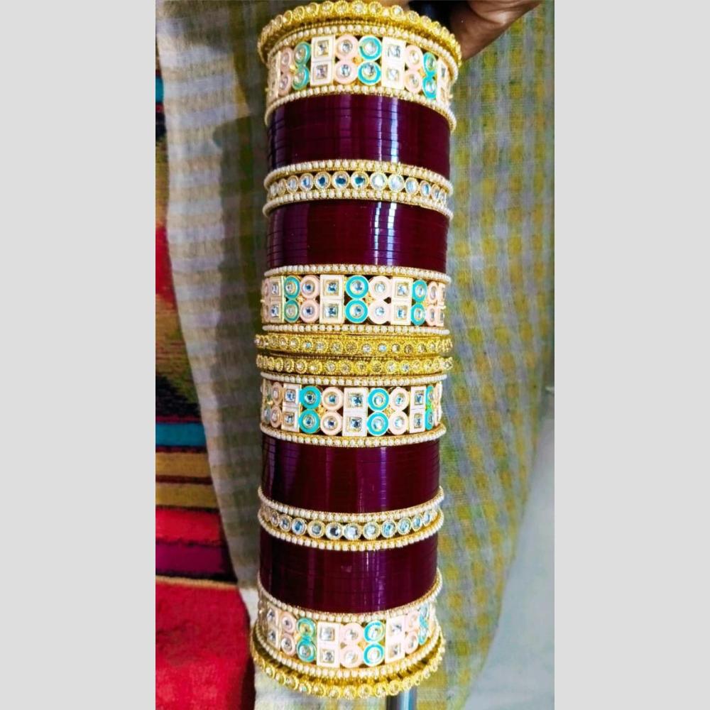 Manisha Jewellery Gold Plated Kundan Stone Acrylic Bangles Set