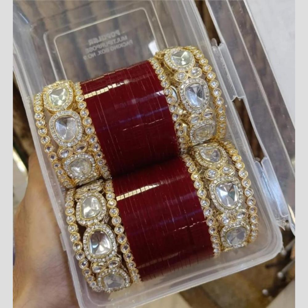 Manisha Jewellery Gold Plated Kundan Stone Acrylic Bangles Set