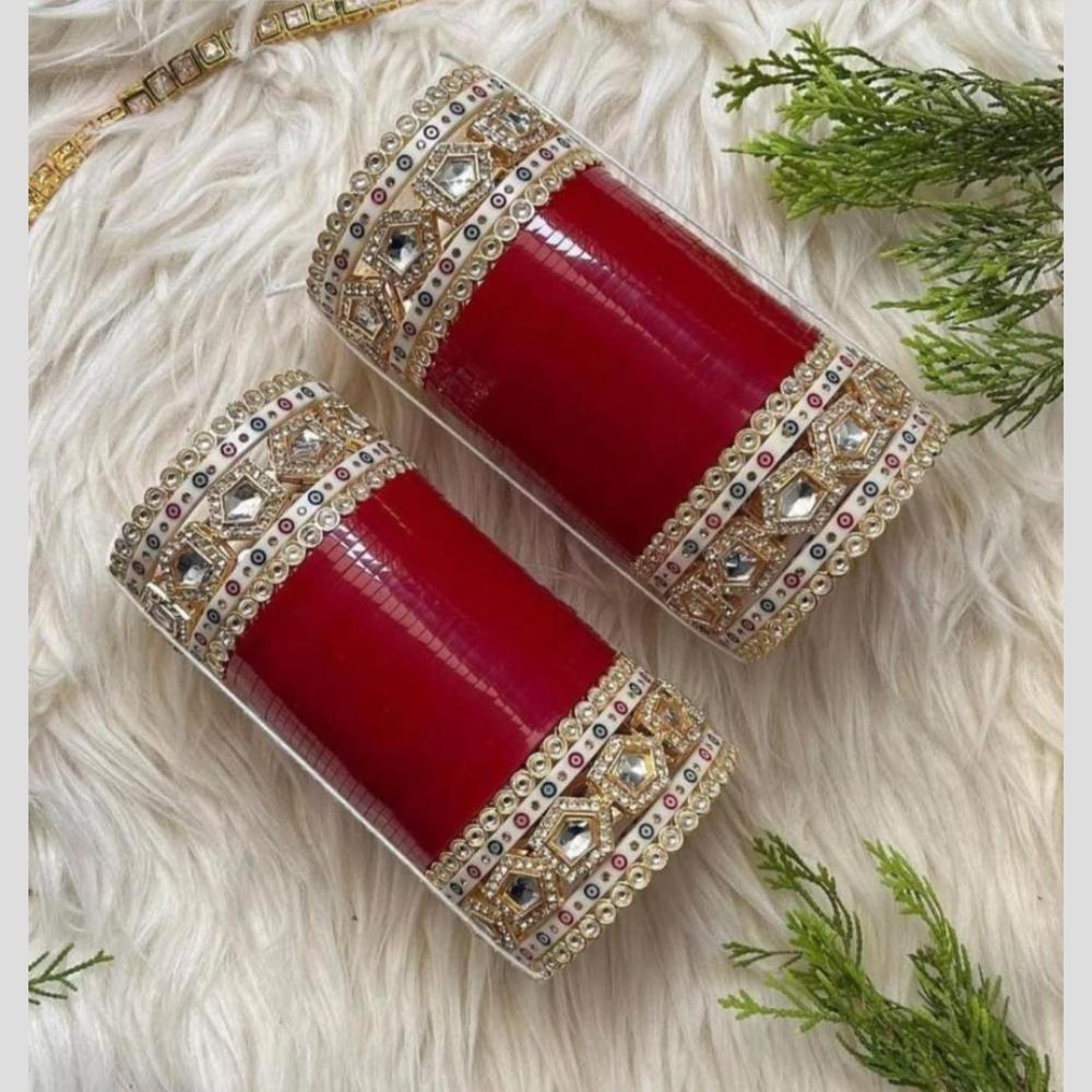 Manisha Jewellery Gold Plated Kundan Stone Acrylic Bangles Set
