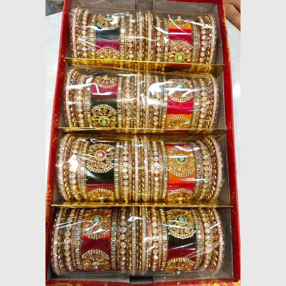 Manisha Jewellery Gold Plated Colorful Crystal Work Bangles Set