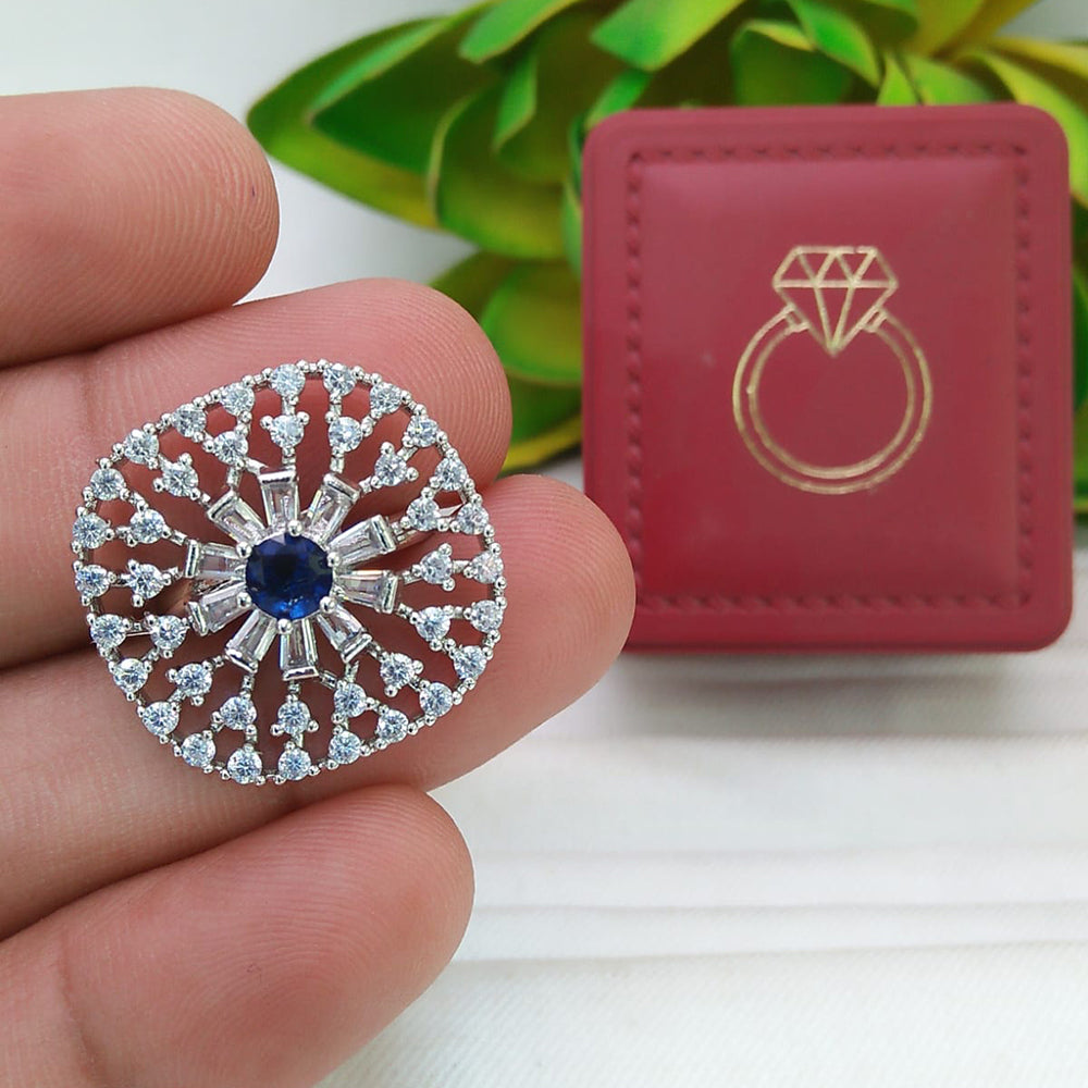 Manisha Jewellery Elegant Silver-Plated American Diamond Ring for Women