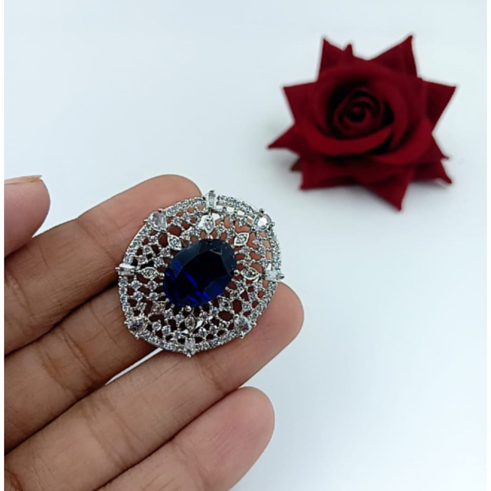 Manisha Jewellery Elegant Silver-Plated American Diamond Ring for Women