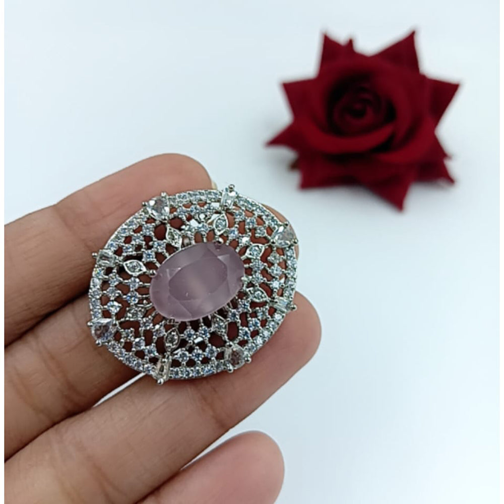 Manisha Jewellery Elegant Silver-Plated American Diamond Ring for Women
