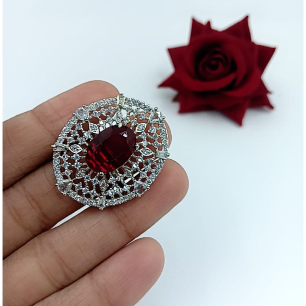 Manisha Jewellery Elegant Silver-Plated American Diamond Ring for Women