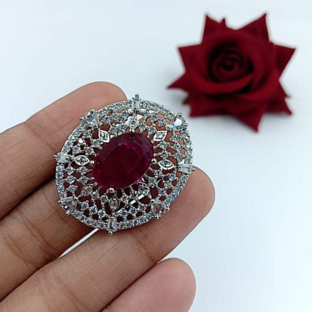 Manisha Jewellery Elegant Silver-Plated American Diamond Ring for Women