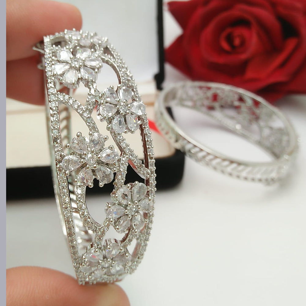 Manisha Jewellery Silver Finish Designer American Diamond Stone Bracelet