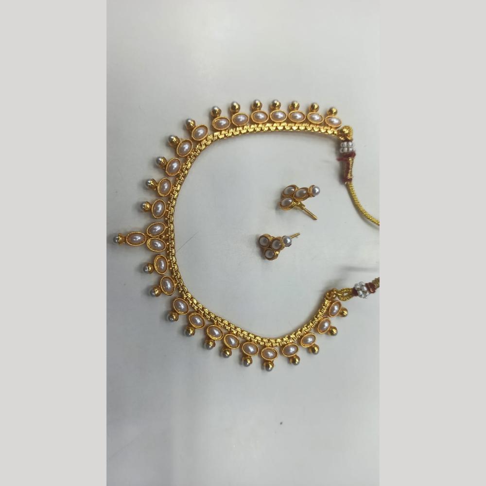 Manisha Jewellery Radiant Grace Gold-Plated Crystal & Pearl Necklace Set