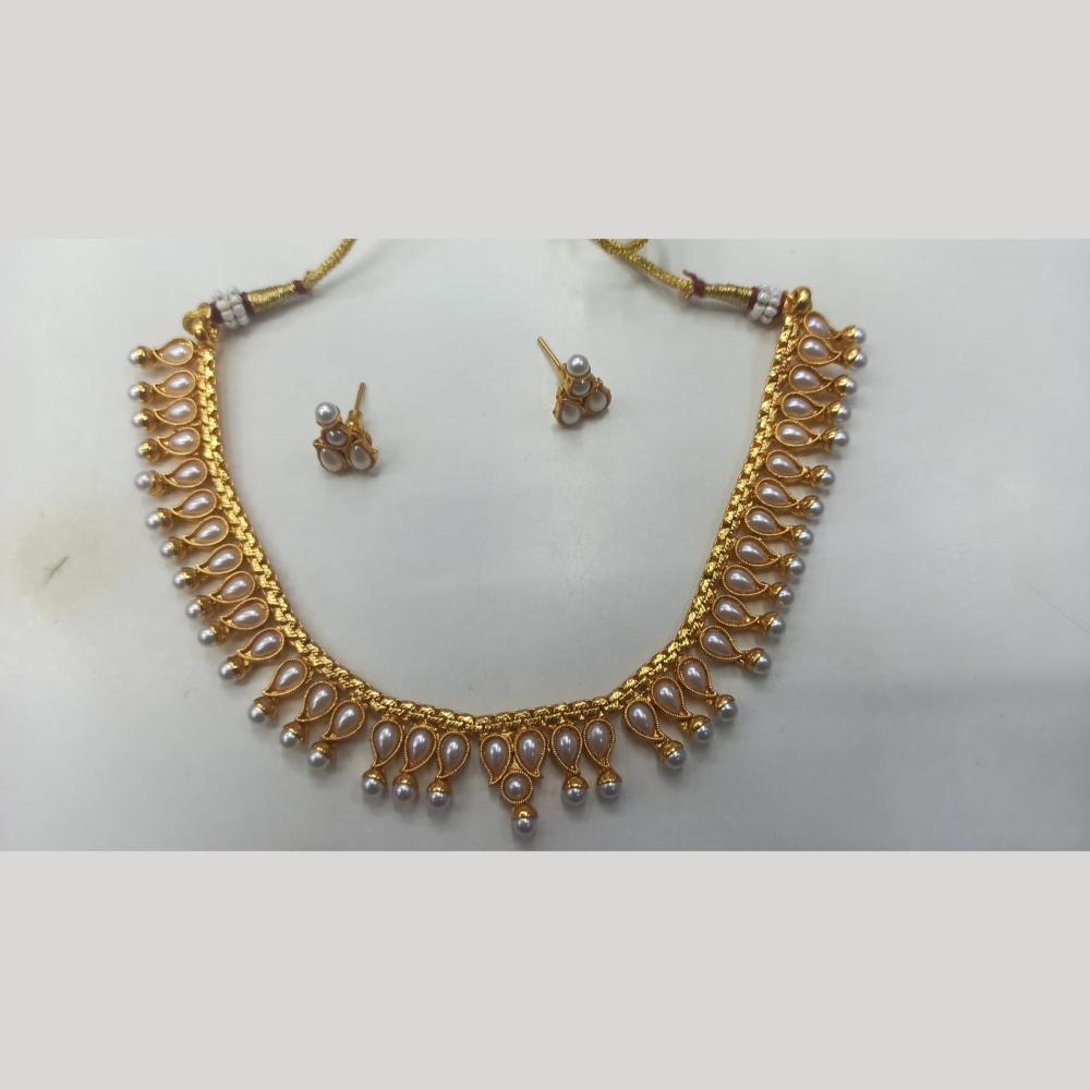 Manisha Jewellery Radiant Grace Gold-Plated Crystal & Pearl Necklace Set