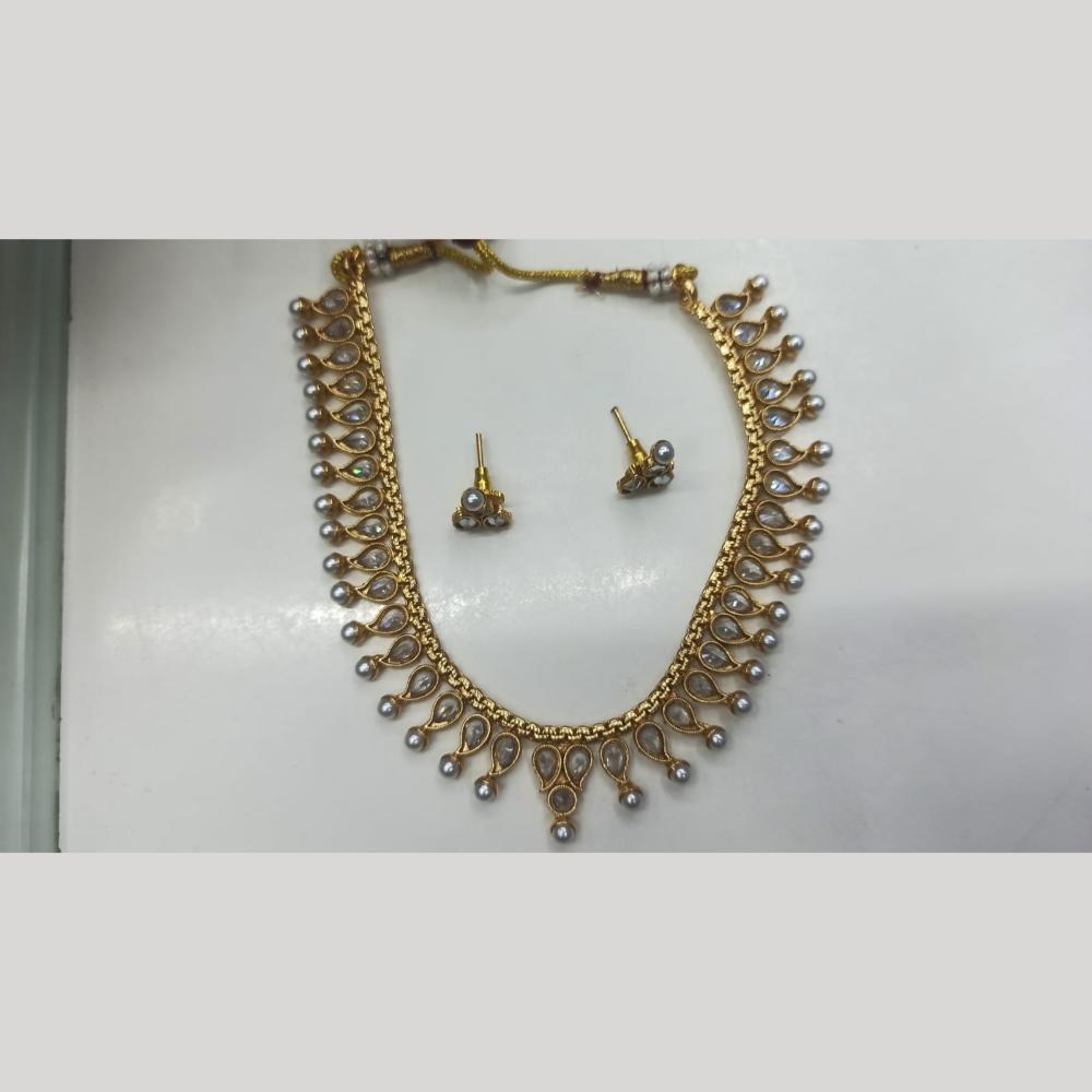 Manisha Jewellery Radiant Grace Gold-Plated Crystal & Pearl Necklace Set
